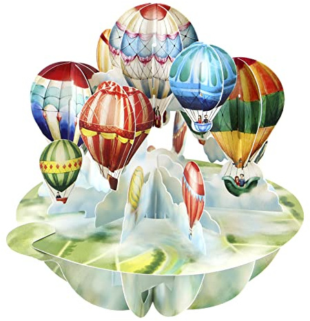 Santoro Pirouette - Biglietto di auguri 3D pop-up, motivo mongolfiere, per lui e per lei