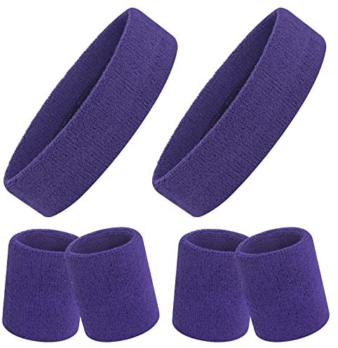 ONUPGO Schweißband-Set, Sport-Stirnband, Armband-Set (6 Stück) Schweißbänder aus Frottee, Schweißband, Stirnband, Feuchtigkeitstransport, Schweißabsorbierendes Stirnband