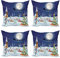 ABAKUHAUS Weihnachten Kissenbezug Set (4 Stück), Winterlandschaft, moderner doppelseitiger Digitaldruck, 40 cm, Weiß Blau