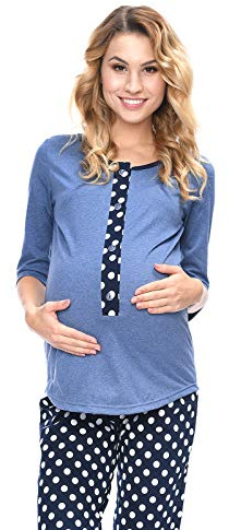 MijaCulture Mija 4054 Combinaison d'allaitement 3 en 1 Pyjama - Bleu - Small