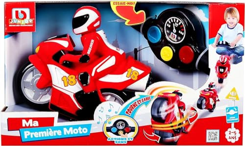 BB Junior First RC 95001R - Moto Rouge télécommandée avec guidon pour pilote - Sons réalistes - Développe la créativité et l'imagination dès 2 ans - 95001R