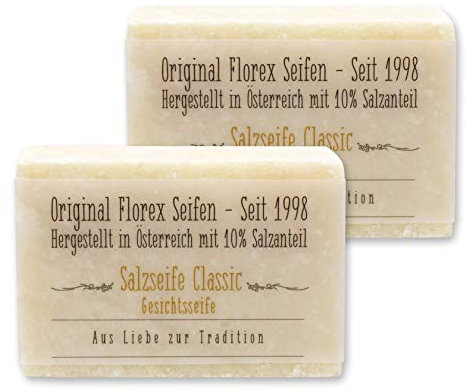 Kaltgerührte Salzseife Classic 2x100g, mit Banderole aus transparentem Papier