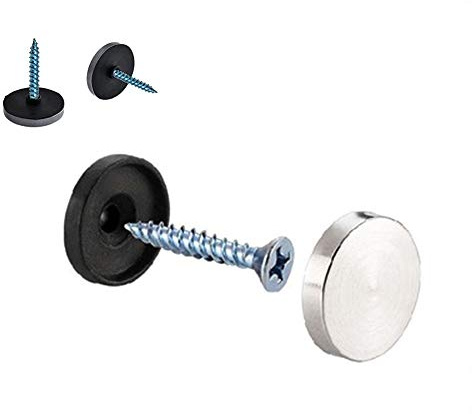 100 Spiegelschrauben, 12mm Durchmesser, Edelstahl-Spiegelnägel mit Dekorativen Abdeckkappen, Polierte Spiegel-Schraubkappennägel mit Unterlegscheiben für Spiegel, Tische, Schränke, Glas