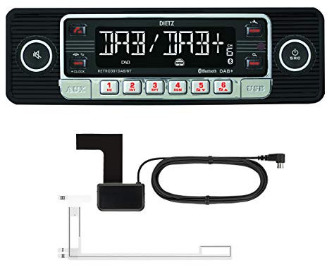DIETZ Retro 301 DAB/BT Classic/Oltimer Autoradio USB/MP3/BLUETOOTH - Farbe Schwarz - inkl. DAB+ Antenne