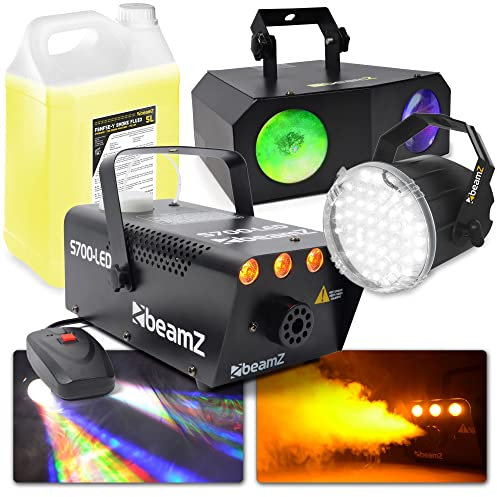 BeamZ Party Set XL Partybeleuchtung Komplettset mit LED-Lichteffekt, Lichttechnik, Lichtanlage, Stroboskop und Nebelmaschine Partypaket für Hauspartys, Hochzeiten und Gartenpartys
