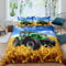 Loussiesd Traktor Bettwäsche Set Kinder 155x220cm Bettwäsche Jungs Teenager Weizenfeld Mähdrescher drucken Bettbezug Set Blau Grün Gold 100% Mikrofaser Betten Set Bauernhöfe Traktor Bettwäsche Jungs