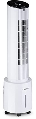 Klarstein Portable Air Cooler, 4-In-1 Ioniser, Evaporative Air Coolers for Home, 45W Silent w/Night Mode, Humidifier, Ioniser, Purifier, Small Water Cooler, Ice Fan, AC Unit 400m³/h Room Air Flow