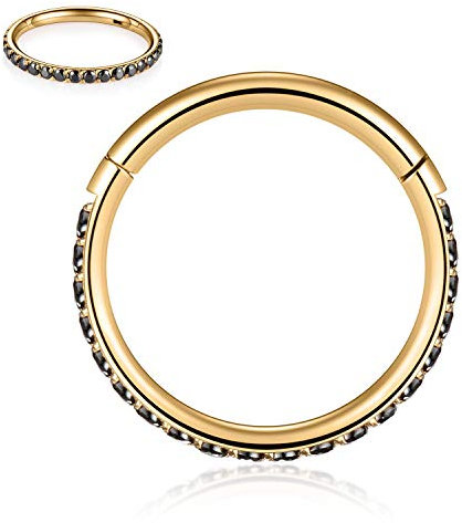 AROWRO Helix Piercings Septum Piercing Nasenpiercing Ring Tragus Piercing Conch Piercing Daith Piercing Rook Piercing Chirurgenstahl Zirkonia Hoop 18g 10mm Gold