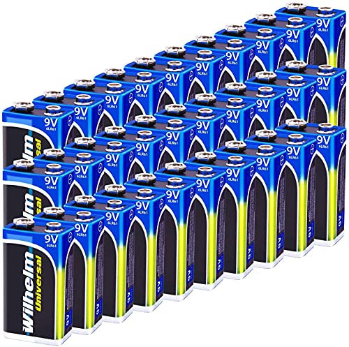 50 x Wilhelm Universal 9V Block Batterien auch für 10 Jahres Rauchmelder geeignet Longlife Blockbatterie für maximale Lebensdauer 6LR61 9 Volt