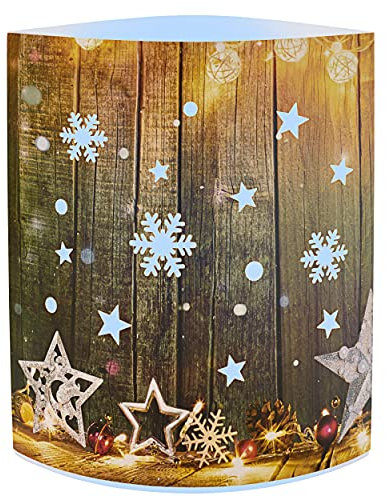 LED Motiv-Leuchte mit weihnachtlichem Motiv, Weihnachtsdeko mit 2 warm-weißen & 2 bunten LED, praktischer Timer, batteriebetrieben (Sterne und Lichter)