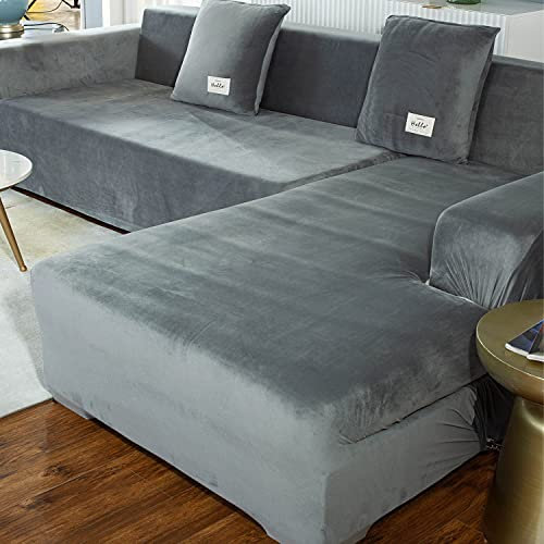 Eck Sofabezug L Form beige für Wohnzimmer,Stretch Sofa überzug für 2 3 4 5 Sitzer,Elastische Sofa Abdeckung Sofabezug Ecksofa Sofaüberwurf Couchbezug für Sektionssofa,Sofa Überwürfe Möbelschut