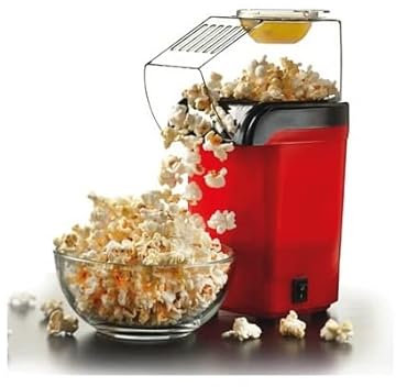 Hot Air Mechanism Fat Free Popcorn Maker | No Oil | Free Popcorn Bags Included | Healthy Home-Made Treats | Movie Nights/Sleepovers/Kids Parties | 1200 W | Red | Anti Slip Feet