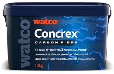Watco Concrex® Carbon Fibre Epoxy Resin - Concrete Repair Mortar, Quick & Permanent - Strong Repairs for Concrete Floors, Ramps & Steps (10kg)