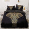 Luowei Bettwäsche 200x200cm Schwarz Gold Elefant Indisch Stil Weiche Microfaser Bohemien Deckenbezug mit Reißverschluss + 2 Kissenbezug 80x80cm