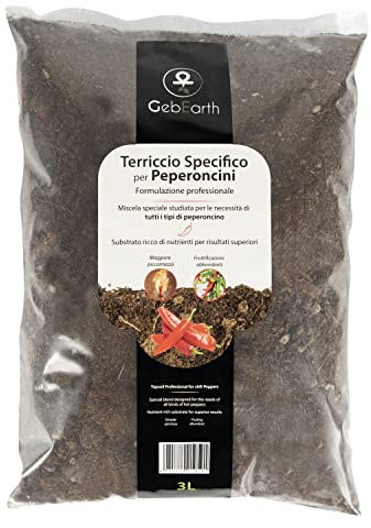 GebEarth® - Terriccio Professionale per Peperoncini da 3 Litri, Terriccio da Semina per Peperoncini Adatto per Tutta la Fase di Vita della pianta【 Aumenta Le rese e la piccantezza dei Peperoncini 】