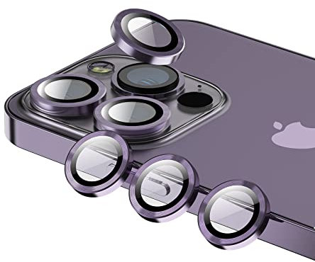 Phoneaura [[6 Stück Kameraschutz für iPhone 14 Pro und iPhone 14 Pro Max Kamera Glas Linsenschutz 14 Objektivglas Aluminium Linse mit Schutzfolie 14 Pro