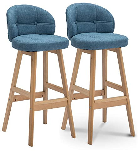 OLAMASA Barhocker-Set mit 2 Holz-Küchenthekenstühlen in Kneipenhöhe, hohe Küchenhocker, Frühstückshocker, Arbeitsstuhl, Barstühle