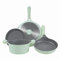 AKIS LE MACARON Topfset Pfannenset 4-Teilig, Bratpfanne 24/28cm Topf 20cm mit Deckel aus Aluminium grün Induktion geeignet