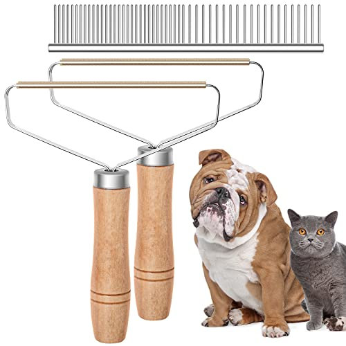 Removedor De Pelusa Portátil, 2 Pcs Quitapelusas De Alfombras, 1 Pcs Peine para Mascotas De Acero Inoxidable, Peine De Metal, Quitapelusas Manual para Ropa Mantas Abrigo Cachemira Pelos Mascota