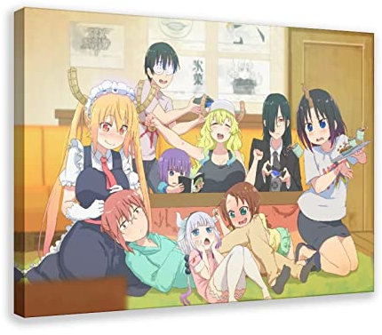 FISH DRAGATE Miss Kobayashi's Dragon Maid Anime Poster 9 Leinwand Poster Schlafzimmer Dekor Sport Landschaft Büro Zimmer Dekor Geschenkrahmen Stil 40 x 60 cm