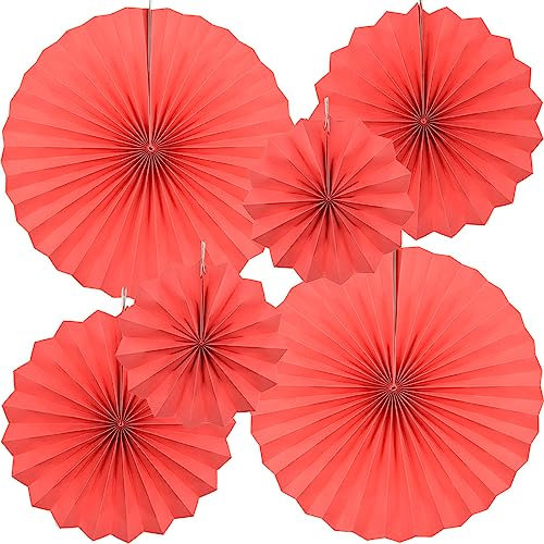 CEEYSEE 6 Stück Papier Fächer Dekoration 20/30/40cm Papierfächer Hängende Rot Papier Fächer Papier Girlande Dekoration für Party Feier Hochzeit Babyshower Geburtstag Deko (Rot/ZHOS)