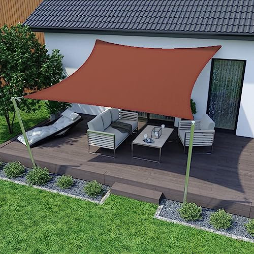 HOMPER Sonnensegel 95% UV-Schutz, für Außenbereich, Garten,Terrasse, Garage, Party, Sonnenschutz, Markise, Vordach, mit Seilen (3 x 4 m, Rostrot)