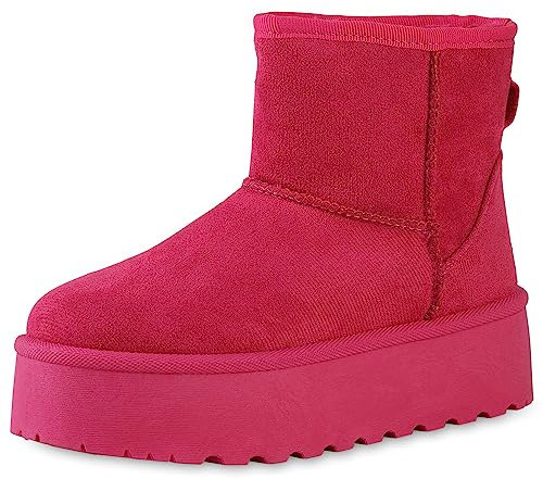 VAN HILL Damen Plateau Boots Plateau Plateau Vorne Trendy Schuhe 840486 212939 Fuchsia 39