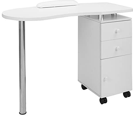 ZYMEN Nageltisch aus MDF mit Edelstahltür, Zwei Schubladen, Abnehmbarer Maniküretisch mit Handkissen, weißer Computertisch Commemoration Day