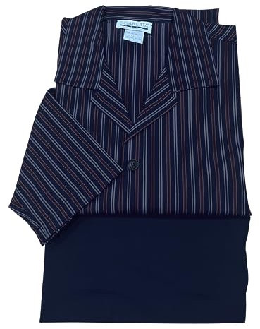 SGARLATA HOME Pigiama per Uomo Due Pezzi Abbottonato MOD. Cardigan in Puro Cotone Makò Mercerizzato e Tinto in Filo Peso Primaverile Art. Diego (Blu, M)