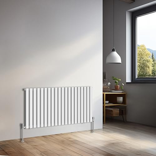 NRG 600x1180mm Horizontal Oval Single Panel Radiator Heater Column Radiator Central Heating Radiators Gloss White