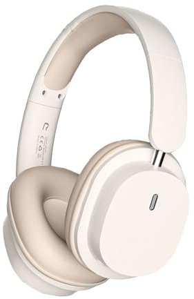 Fiauli Wireless Bluetooth Headphones,HIFI Stereo Bluetooth Headphones Over Ear,Foldable Wireless Headphones with Built in Mic,Lightweight Bluetooth 5.3 Over Ear Headphones for Sport Home Office White