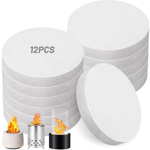 HolyMaji Lot de 12 éponges circulaires en laine céramique de rechange pour brasero de table pour prolonger la durée de combustion – Isolation de mèche en laine céramique pour cheminée portable au