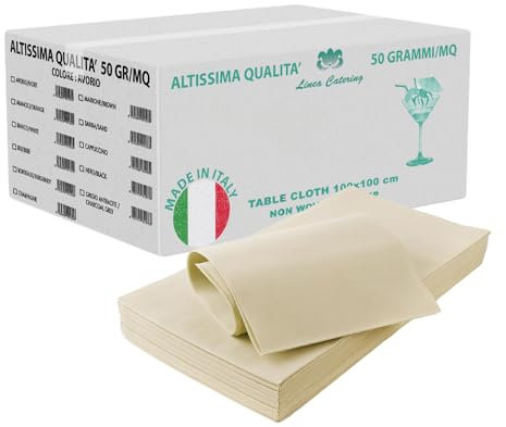 Generico GM 100 Pezzi - Tovaglie Coprimacchia in TNT Tessuto non Tessuto 100x100cm Colore AVORIO Ideali per la ristorazione vari colori