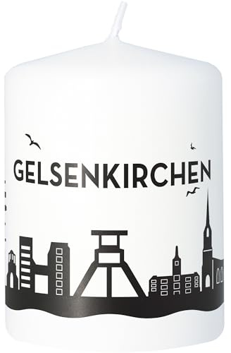 Goodtimes Stumpenkerze Gelsenkirchen Skyline (Weiß)