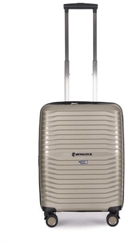 Stratic Bright+ Hartschalen-Koffer Trolley Handgepäck Koffer klein Reisekoffer, wasserabweisend, 4 Rollen, erweiterbar, TSA-Schloss (Größe S, Champagne)
