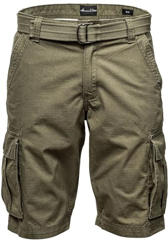 Amaci&Sons Herren Cargoshorts Männer Kurze Bermuda Hose inkl.Gürtel Regular Fit Gurt7027