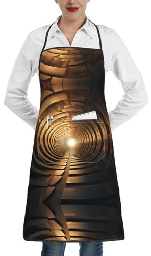 WHJYCC time Tunnel Schürze Herren Damen Küche Verstellbar mit Taschenschürze Kochrestaurant Grill Wasserdicht Schwarz, weiß, One size