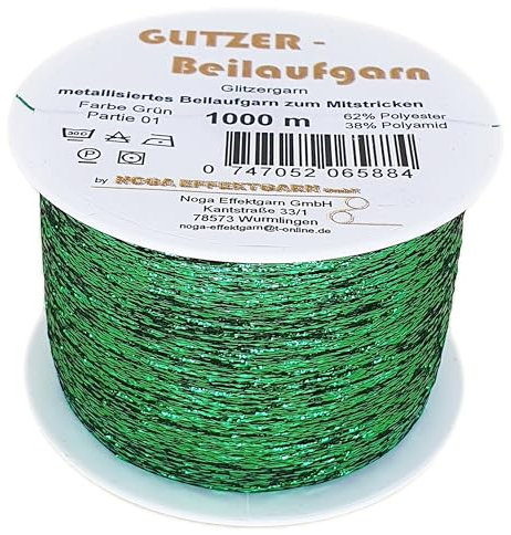Glitzer Beilaufgarn auf 1000 Meter Spulen in verschiedenen Farben (Grün)