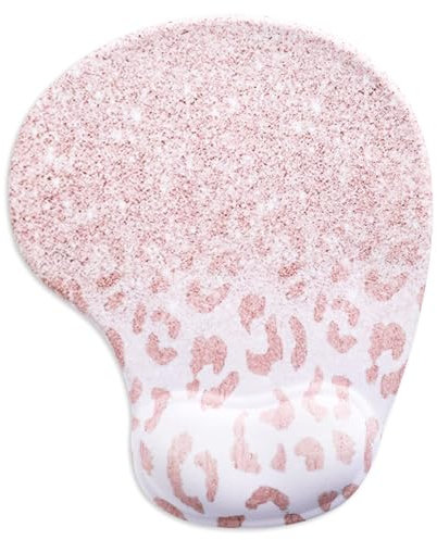 Dimeho Tapis de souris avec support de poignet antidérapant et confortable, tapis de souris ergonomique avec base en caoutchouc, motif léopard, pour ordinateur, ordinateur portable, bureau à domicile