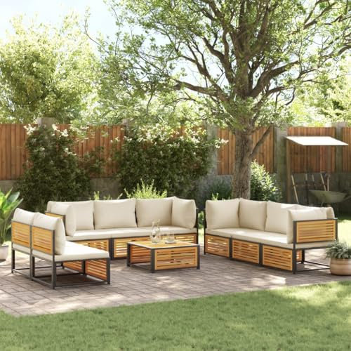 qohoio 9-TLG. Garten-Sofagarnitur mit Kissen Gartengarnitur Lounge GartenmöBel GartenmöBel Set Lounge MöBel Outdoor Massivholz Akazie - 3214921
