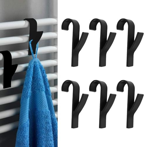 10 Stück Haken für Rundheizkörper,Haken für Handtuchheizkörper, Handtuchhaken Schwarz Haken Heizung Badheizkörper für alle Standard Heizkörper