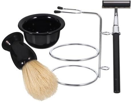 COLLBATH Manuelles Rasier Satz Herren Mit Rasierhobel Feinem Rasierpinsel Aus Nylon Rasierschale Und Ständer Vielseitiges Rasierzubehör Für Hauttypen Tägliche Bartpflege