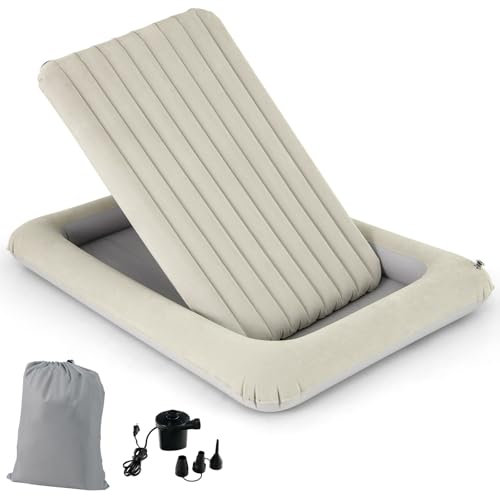 GIANTEX Kinderbett aufblasbar, Kinder Reisebett 2 in 1 mit Matratze, Luftmatratze mit Elektropumpe, Kleinkind-Reisebett Aufblasbett inkl. Tragetasche & Reparaturset, Kinder Luftbett 150 kg Belastbar