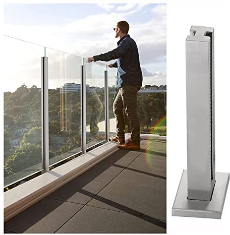 Morsetto per balaustra in vetro, quadrato, per pannello in vetro, per balconi/terrazze/soffitti, mandrini per balaustre, sistema di supporto per recinzione per interni esterni (colore: dimensioni del