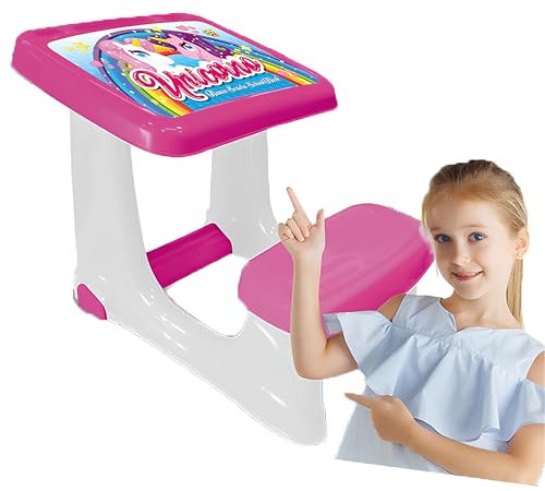 Banco Scuola Bambino Bambina Scrivania per Bambini con Seduta Tavolo e Sedia per Bambini Scrivania Gioco Studio Gioca Impara Tavolo Attività Bambini Banco Scuola Bambini MADE IN ITALY (ROSA BIANCO)