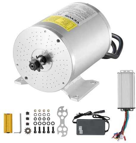 VEVOR Kit de moteur électrique sans balais, 1800 W, moteur électrique CC avec contrôleur de vitesse amélioré, 48 V 4500 tr/min, moteur électrique sans brosse, pour kart, vélo électrique, moto, scooter