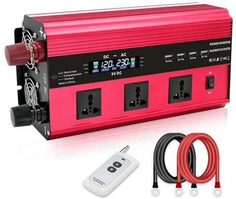 Transformador 5000W Inversor De Corriente CC 12 V/24 V A CA 110 V/220 V Con Pantalla LCD Control Remoto Convertidor De Voltaje Transformador Adaptador De Cargador Inversor Corriente(24V 60Hz Universal