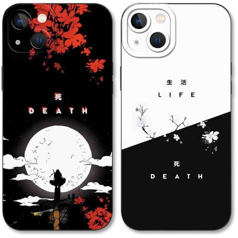 HDIJDY 2 Stück Handyhülle für Apple iPhone 13 Hülle 6.1 Zoll, Phone Case Anime Naruto Akatsuki Ästhetik mit Muster Designs Manga Mädchen Junge Schutz Schutzhülle Stoßfest TPU Weich Ultra Dünn Cover