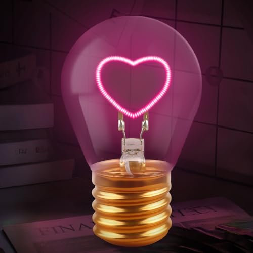 TUZELIYA Geschenk für Männer Frauen - Herzförmige LED Lampe mit USB-Kabel - Tischlampe in Form einer Glühbirne - Schlafzimmer Party Dekoration - Geschenke für Geburtstag Weihnachten