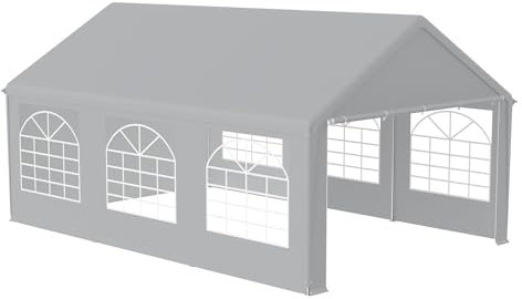 HENGMEI Partyzelt Pavillon 4x6m Metallpavillon Gartenpavillon mit Seitenteilen Wasserdicht Gartenzelt Pergola für Party, Marktstand, Garten Outdoor Camping, Grau